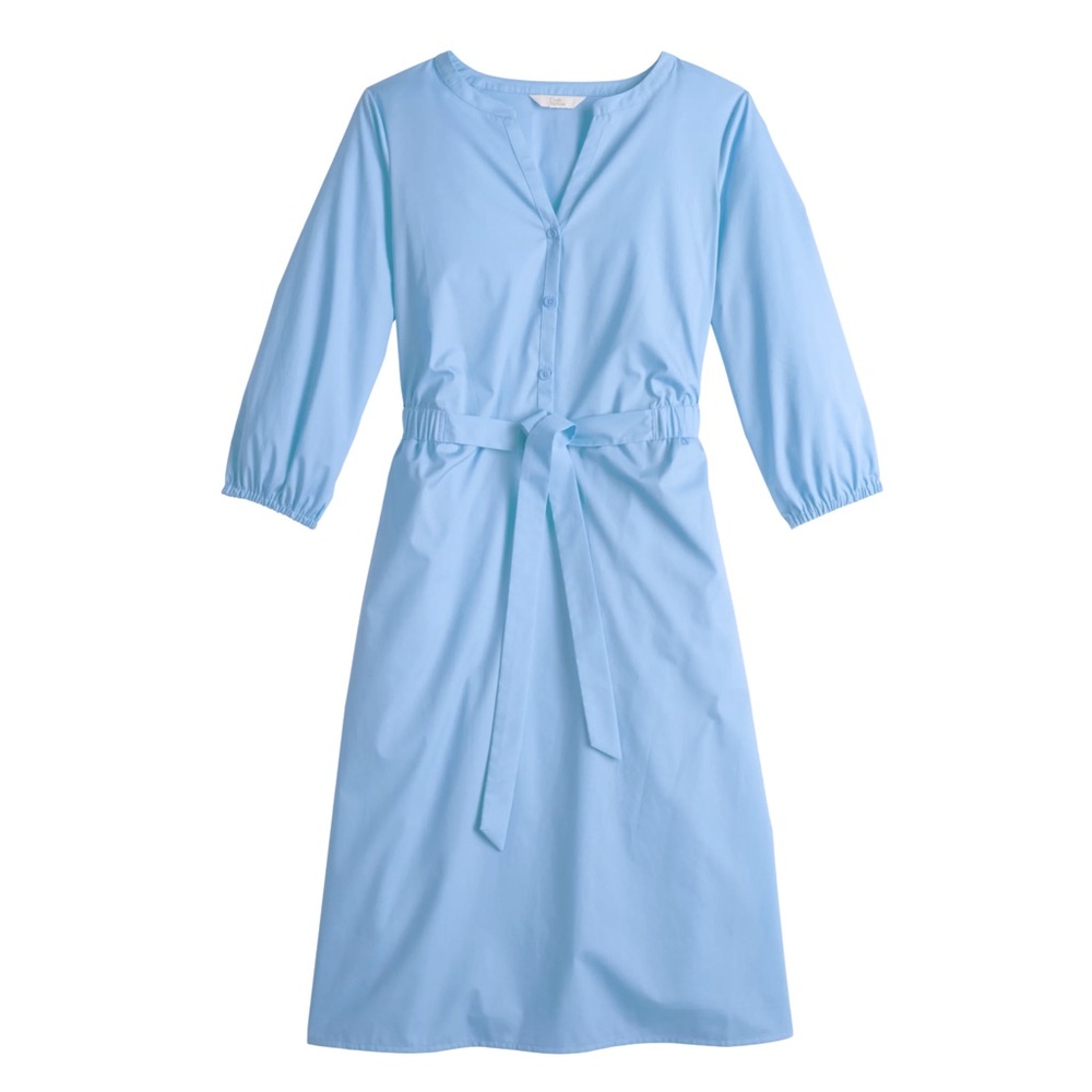 Croft & Barrow Sky Blue Splitneck Shirt Dress Size L Cotton Blend - Picture 2 of 10